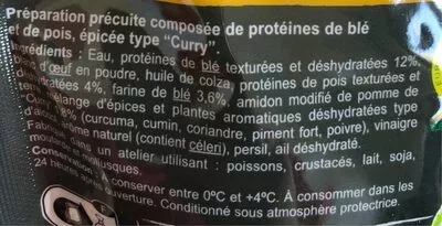 Lista de ingredientes del producto Emincés blé, pois au curry Carrefour veggie 