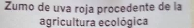 Lista de ingredientes del producto Zumo de uva roja Carrefour Bio 1 L