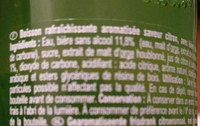 Lista de ingredientes del producto Yours bière sans alcool saveur citron yours 33 cl