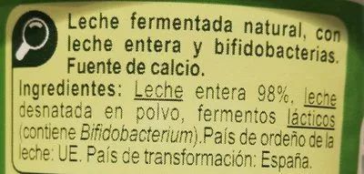 Lista de ingredientes del producto Bifidus Carrefour 500 g