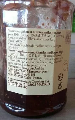 Lista de ingredientes del producto Confiture de figues de provence reflets de france 