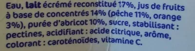 Lista de ingredientes del producto Méléo Pêche Abricot Jafaden, Marque Repère 1 l