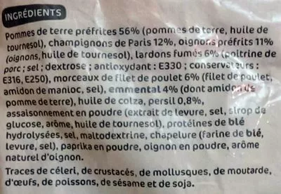 Lista de ingredientes del producto Poêlée à la paysanne Côté Table, Marque Repère 900 g