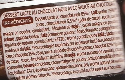 Lista de ingredientes del producto Mousses au chocolat noir x 4 Délisse, Marque Repère 240 g