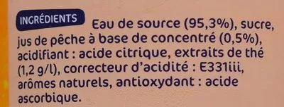 Lista de ingredientes del producto Boisson au thé à la pêche Marque Repère, Fresh Tea 2 l