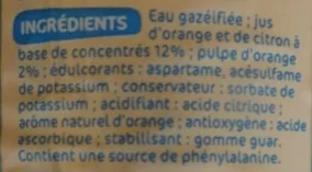 Lista de ingredientes del producto Pulp'orange light Marque repère 1,5l