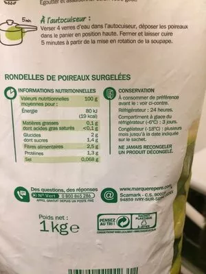 Lista de ingredientes del producto Poireaux en rondelles Notre Jardin, Marque Repère 1 kg