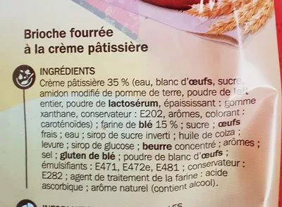 Lista de ingredientes del producto Brioche fourrée crème pâtissière Épi d'Or, Marque Repère 600 g