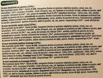 Lista de ingredientes del producto Mini-feuilletés apéritif x 40 Côté Table, Marque Repère 340 g