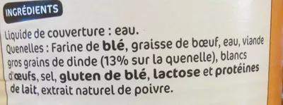 Lista de ingredientes del producto Quenelles de volaille au naturel Côté Table, Marque Repère 255 g