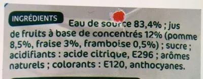 Lista de ingredientes del producto Boisson fraise framboise Jafaden, Marque Repère 2 l