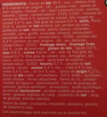 Lista de ingredientes del producto Pain Surprise Côté Table, Marque repère 