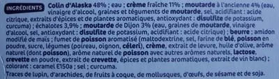 Lista de ingredientes del producto Colin d'Alaska à la moutarde Côté Table, Marque Repère, Scamark (Filiale E. Leclerc),  Pêche Océan 400 g