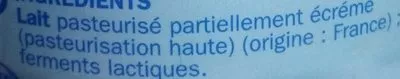 Lista de ingredientes del producto Lait Ribot fermenté maigre - 1 (colis) Délisse, Marque Repère, Scamark (Filiale E. Leclerc) 1031 g