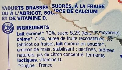 Lista de ingredientes del producto Yaourts en gourde abricot et fraise x 6 Délisse, Marque Repère 540 g