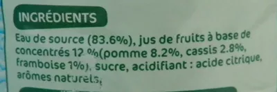 Lista de ingredientes del producto Boisson pomme-cassis-framboise Jafaden, Marque Repère 2 l