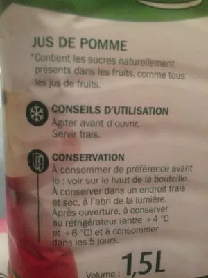 Lista de ingredientes del producto Pur jus de pomme Jafaden, Marque Repère 1,5 l