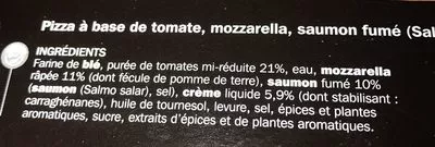 Lista de ingredientes del producto Pizza salmone cuite au feu de bois Turini, Marque Repère 420 g