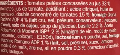 Lista de ingredientes del producto Pesto rosso Turini, Marque Repère 190 g