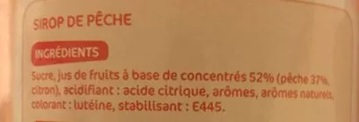 Lista de ingredientes del producto Sirop de pêche Frucci, Marque Repère 1,5 l