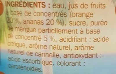 Lista de ingredientes del producto Cocktail sans alcool façon planteur Jafaden, Marque Repère 1 l