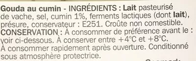 Lista de ingredientes del producto Gouda au cumin 31%mg portion Les Croisés, Marque Repère 250 g