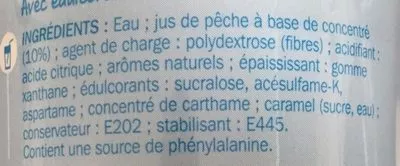 Lista de ingredientes del producto Sirop de pêche zéro sucres Frucci, Marque Repère 75 cl