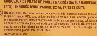 Lista de ingredientes del producto Crunchy filets de poulet saveur barbecue Pic Express, Marque Repère 300 g