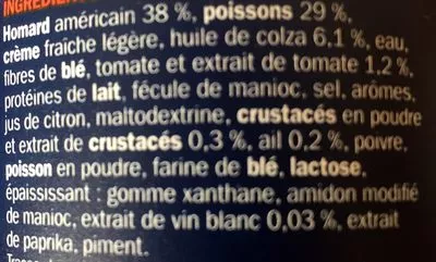 Lista de ingredientes del producto Rillettes de Homard à l'Armoricaine Ronde des Mers, Marque Repère 