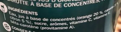 Lista de ingredientes del producto Boisson A.C.E. (orange carotte et citron) Jafaden, Marque Repère 1 l