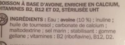 Lista de ingredientes del producto Boisson à l'avoine Nat & Vie, Marque Repère 6 x 1 l