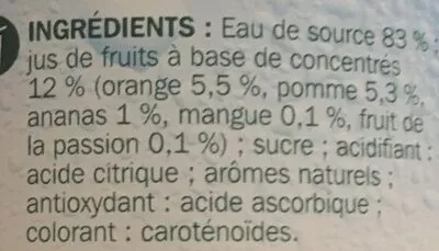 Lista de ingredientes del producto Boisson tropical Jafaden, Marque Repère 1 l