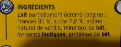 Lista de ingredientes del producto P'tit max saveur vanille Délisse,  Marque Repère 6 x 180 g