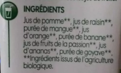 Lista de ingredientes del producto Bio Village 100% pour jus Multifruits Bio Village, Marque Repère 20 cl