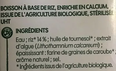 Lista de ingredientes del producto Boisson au riz bio Bio Village, Marque Repère 1 l