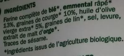 Lista de ingredientes del producto Mini crackers bio graines de courge et fromage Bio Village, Marque Repère 110 g