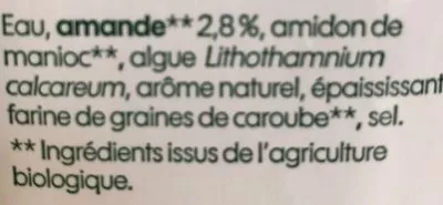 Lista de ingredientes del producto Lait d'amande bio sans sucres ajoutés Bio Village, Marque Repère 1 l