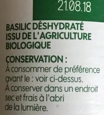 Lista de ingredientes del producto Basilic bio - flacon Bio Village, Marque Repère 11 g