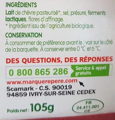 Lista de ingredientes del producto 3 Cabecous Bio Village 