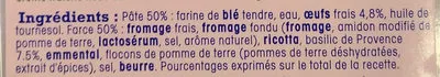 Lista de ingredientes del producto Ravioles au basilic de Provence Nos Régions ont du Talent 240 g e