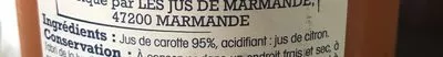 Lista de ingredientes del producto Jus de carotte Nos Régions ont du Talent, Les Jus de Marmande,  Leclerc 