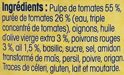 Lista de ingredientes del producto Sauce Provençale aux tomates fraîches de Provence Nos Régions ont du Talent, Leclerc 400 g