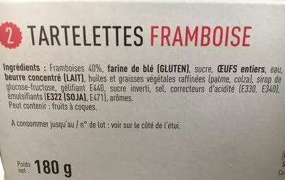 Lista de ingredientes del producto Tartelettes framboises Hafner 