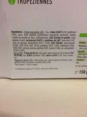 Lista de ingredientes del producto Tropeziennes Hafner 