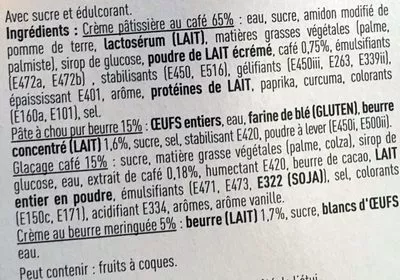 Lista de ingredientes del producto 2 Religieuses au Café Hafner 210 g