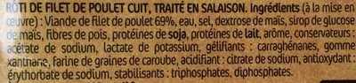 Lista de ingredientes del producto Filet de poulet rôti Le Gaulois 450 g