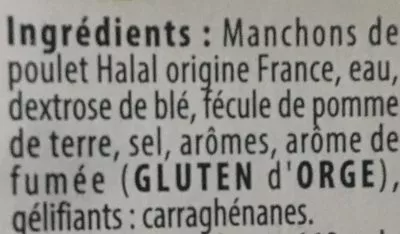 Lista de ingredientes del producto Grignottes de Poulet Cuit Nature Réghalal 800 g