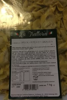 Lista de ingredientes del producto Caramella speck, cepes, girolles La Trattoria 