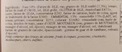 Lista de ingredientes del producto Sandwich club emmental mimolette  