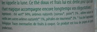 Lista de ingredientes del producto Oiseau lune Les Jardins de Gaïa 100 g